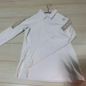 descente 긴팔 피케 셔츠 속기모 화이트