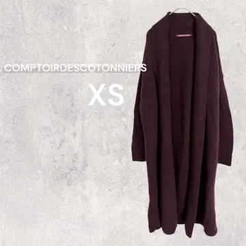 콩트와르 데코토니에 니트 가디건 롱 기장 긴팔 두꺼운 원단 보르도 XS