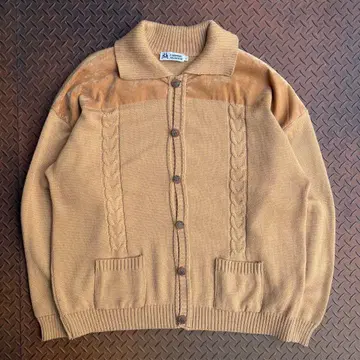 80s EURO VTG 니트 가디건 자켓 스웨이드