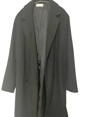 Lui's 블랙 더블 브레스트 롱 코트