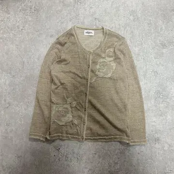 꽃무늬 자수 베이지 가디건 긴팔