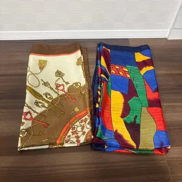 [스카프] 새상품급 브라운과 컬러풀한 스카프 2세트