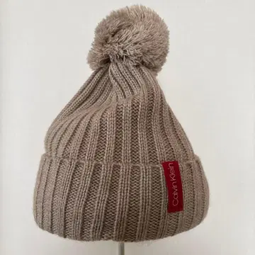 캘빈 클라인 베이지 니트 모자 폼폼 포함