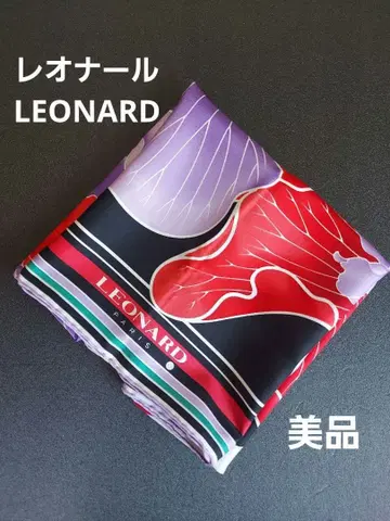 LEONARD 꽃무늬 실크 스카프 블랙 택 포함 이탈리아 대형 새상품급
