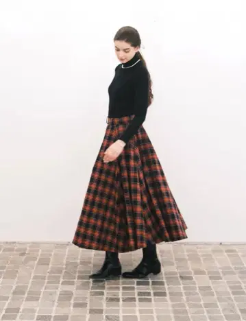 foufou 로얄 타탄 체크 플레어 스커트 사이즈 1