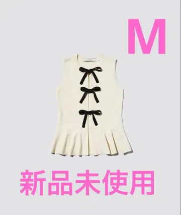 GU x rokh 프론트 리본 스웨터 내추럴 M 미사용 새상품