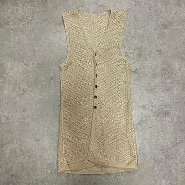 베이지 슬리브리스 니트 원피스