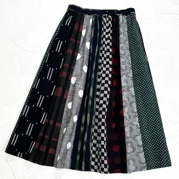 새상품급  쿠루메가스리 롱 스커트 패치워크 올 패턴 근년 멀티 컬러