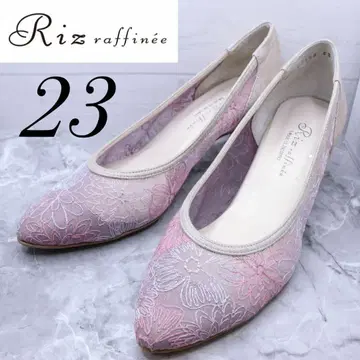 [ 48 ] 리즈라피네 꽃무늬 자수 튤 펌프스 핑크 23 메쉬