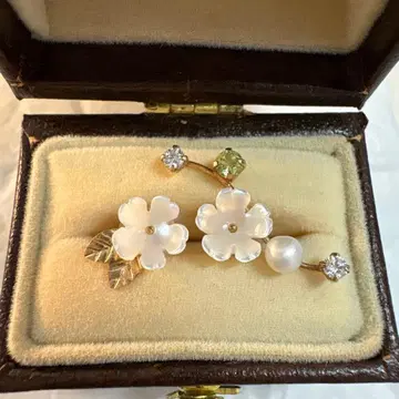 cui-cui 쉘 컬러 스톤 귀걸이 K10 YG