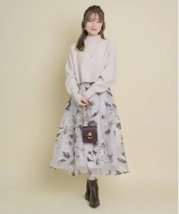 아푸와이저 리셰 대화 오팔 프린트 스커트 핑크