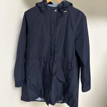 네이비 후드 부착 코트 여성용 M 사이즈