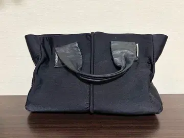 블랙 캔버스 가죽 토트백