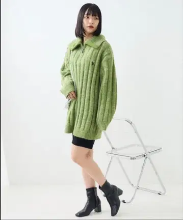 U.S. POLO ASSN 하프 지퍼 오버 사이즈 니트