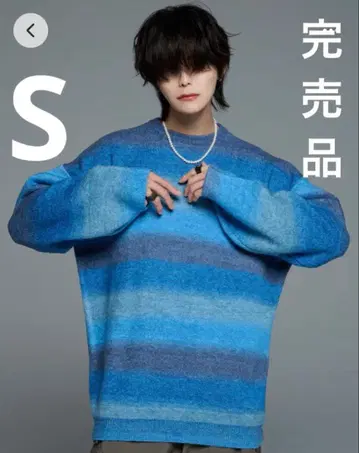 ADRER 극상 후와모치 니트 블루 그라데이션