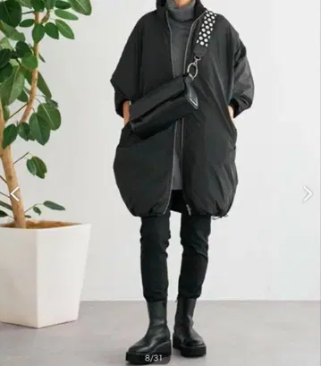 택 포함 비어즐리 beardsley 충전솜 빅 판초 코트