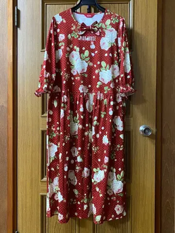 핑크하우스 올 패턴 티셔츠 원피스 로즈