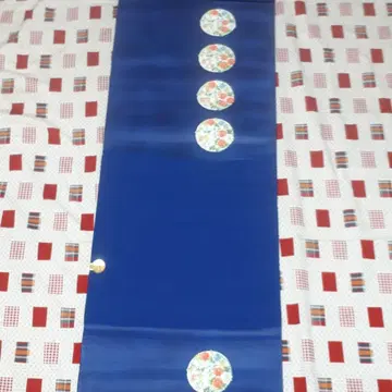 미사용 미재단 고급 나고야 오비 블루 계열 꽃 자수 핸드메이드 리메이크