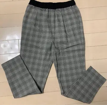 알파벳 속기모 팬츠 글렌체크 F 그레이 블랙