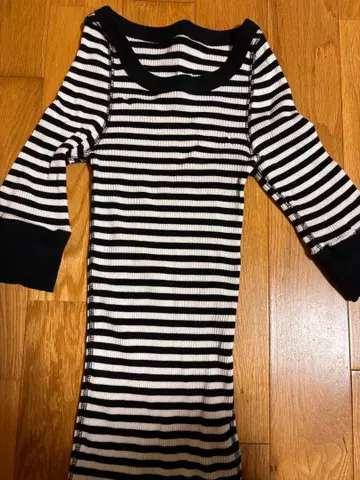 스트라이프 오부 소매 상의 F 사이즈