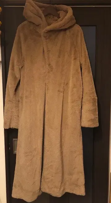 캔 데이 베이지 후드 부착 롱 코트 L