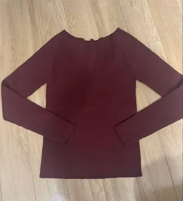 NATURAL BEAUTY BASIC 리브 니트 크림슨 미사용