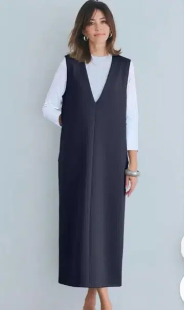 더블 편직 저지 깊은 V넥 점프수트 스커트 120cm