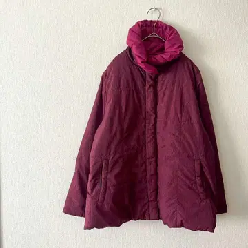 다운 자켓 마젠타 하이넥 가을/겨울 도톰 하운드투스 패턴