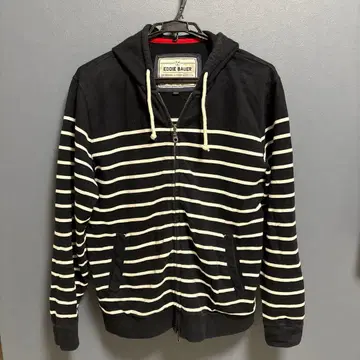 Eddie Bauer M 풀 지퍼 후디 블랙/화이트 스트라이프