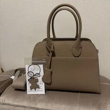 카스가 천연 가죽 베이지 숄더 핸드백