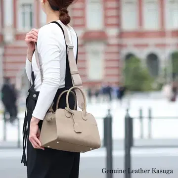 도쿄 백화 Kasuga 카스가 천연 가죽 그레이지 숄더 핸드백
