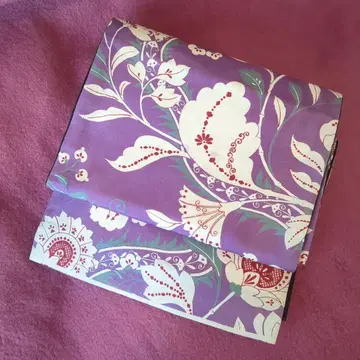 다이쇼 로망 당화 무늬 주야 오비 나고야 오비 보라색 꽃무늬