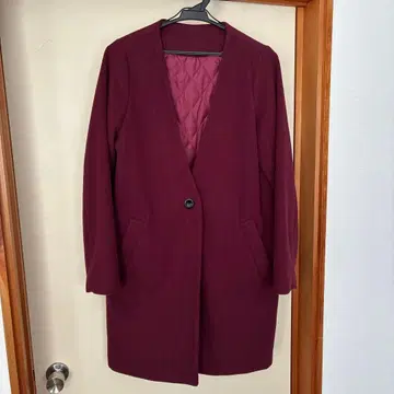 여성용 버건디 롱 코트 M 사이즈