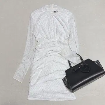 [작은 사이즈 XS] 모프 쉬인 도트 셔링 원피스 프렌치