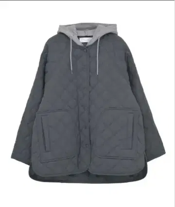 2WAY 니트 후드 퀼팅 블루종