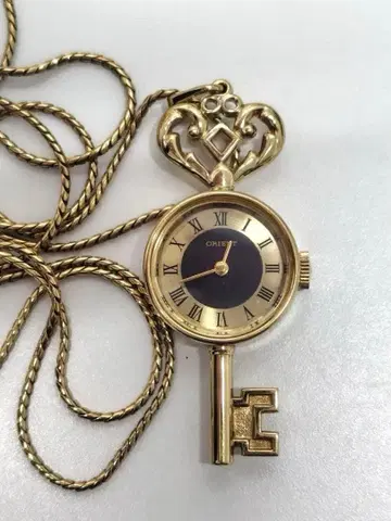 새상품급 ORIENT 열쇠형 회중시계 골드 수동 와인딩 작동