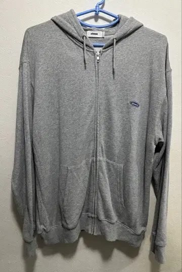 아토모스 스몰 로고 집업 후데트 스웨트 셔츠 그레이 XL