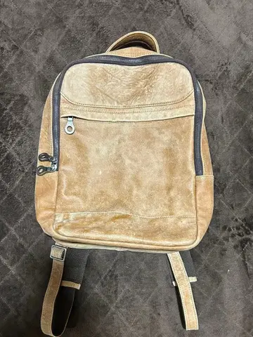 베이지 스웨이드 백팩 천연 가죽