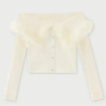 M me eme Off shoulder featr fur knit