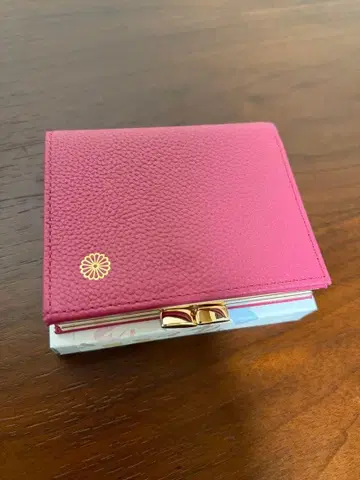 황궁 가마구치 접이식 지갑 로즈 핑크