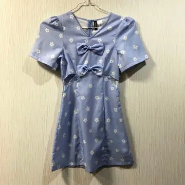 H&M DEVIDED 플라워 프린트 리본 포함 원피스