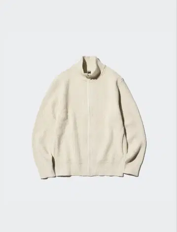 새상품 유니클로 미들 게이지 리브 풀 집업 스웨터 드라이버 니트 L