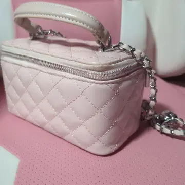 핑크 퀼팅 숄더백