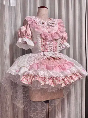 핸드메이드 아이돌 의상 핑크 미니 꽃무늬