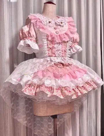 핸드메이드 아이돌 의상 핑크 미니 꽃무늬