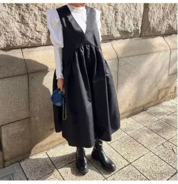 bow.a 나일론 오버롤 스커트 bow.a yori machatt 엘리