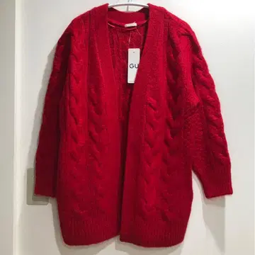 지유 GU 케이블 오버사이즈 가디건 케이블 가디건