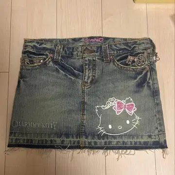 00s archive 헤이세이 갸루 헬로키티 데님 미니 스커트