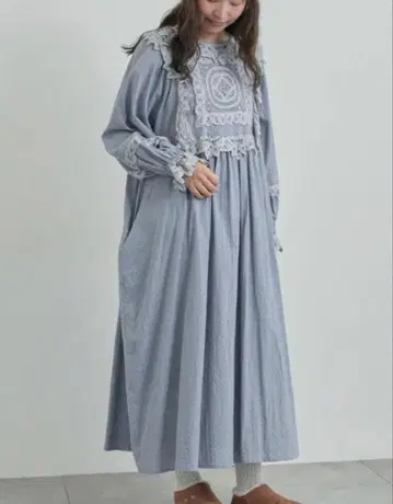 TSUHARU by Samansa Mos2 도비 바텐 레이스 원피스