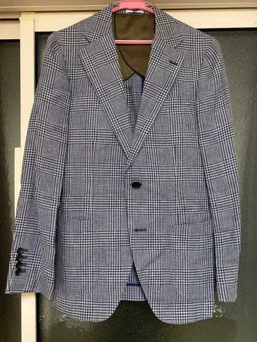 정장 셀렉트 자켓 Y5 하운드투스 체크 패턴 네이비 린넨,코튼